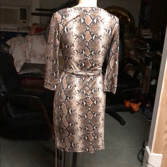 dvf New Julian Two Python Silk Jersey Dress sz 6 - Picture 7 of 8
